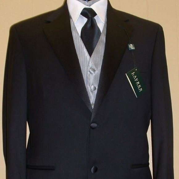 New RALPH LAUREN Black Wool 2 Button Tuxedo & FREE - Picture 3 of 8